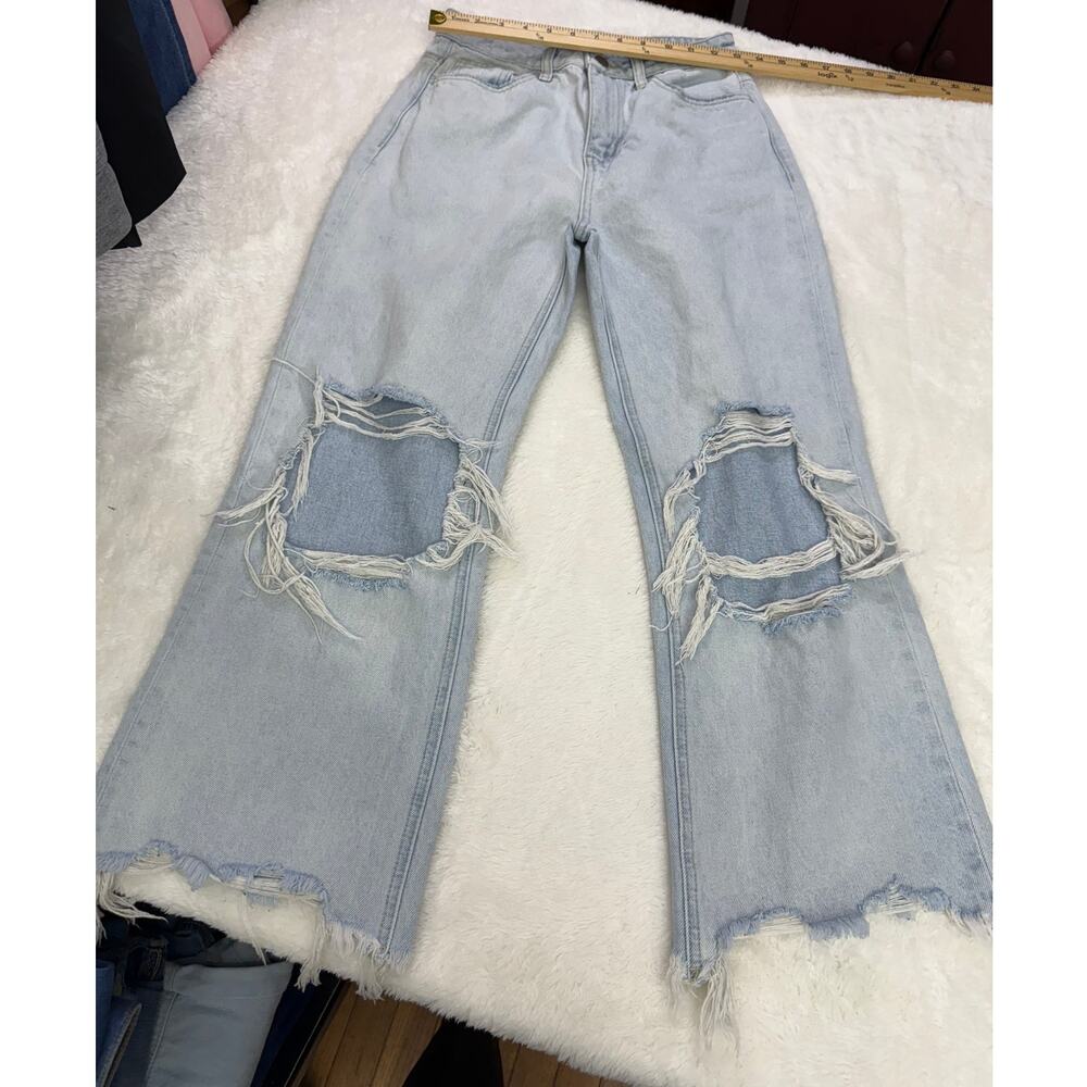 Altar'd State Jeans distressed Raw Hem light wash knee holes Pre-owned Size 25